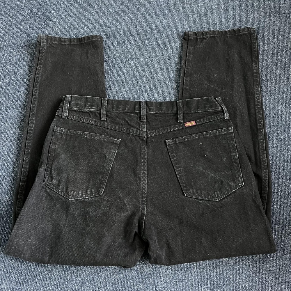 Vintage Rustler Jeans Mens 36x29 Black Denim Regular‎ Fit Straight Dark Wash